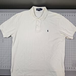 Polo Ralph Lauren Shirt XL White Pique Vintage USA Preppy Ivy League Distressed